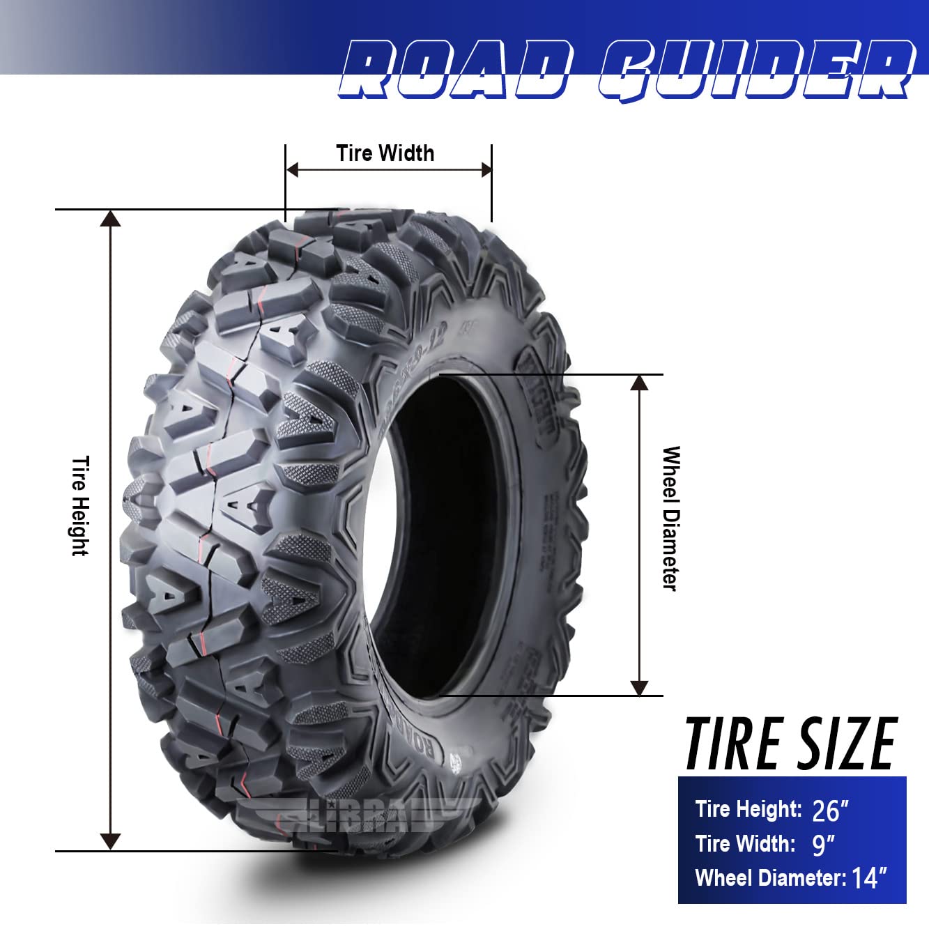Roadguider ATV/UTV Tires 26x9-12 26x9x12 6PR 10277, Set 4 …