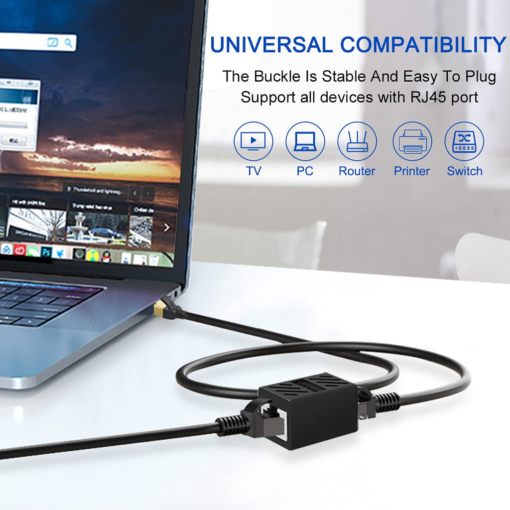 ZUZONG IP68 Waterproof RJ45 Coupler Splitter, Waterproof Ethernet Coupler 1 in 2 Out Splitter IP68 Ethernet Outdoor LAN Cable Connector for Cat5/Cat5e/Cat6/Cat7/Cat8 Ethernet Cable (1 Pair Female)