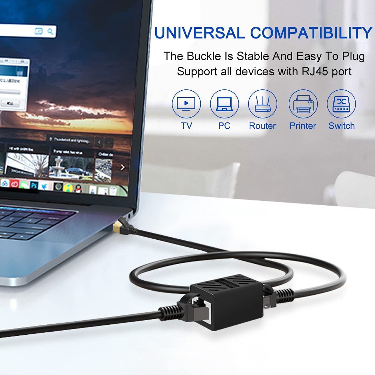 ZUZONG IP68 Waterproof RJ45 Coupler Splitter, Waterproof Ethernet Coupler 1 in 2 Out Splitter IP68 Ethernet Outdoor LAN Cable Connector for Cat5/Cat5e/Cat6/Cat7/Cat8 Ethernet Cable (1 Pair Female)