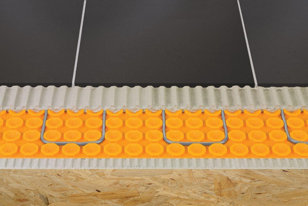Schluter Ditra-Heat Electric Floor Heating Membrane, 1/4" Thickness | Ideal for Tiles and Stone, Uncoupling, Waterproofing, Vapor Management and Load Support, 134.5 Square Feet Roll - DH512M