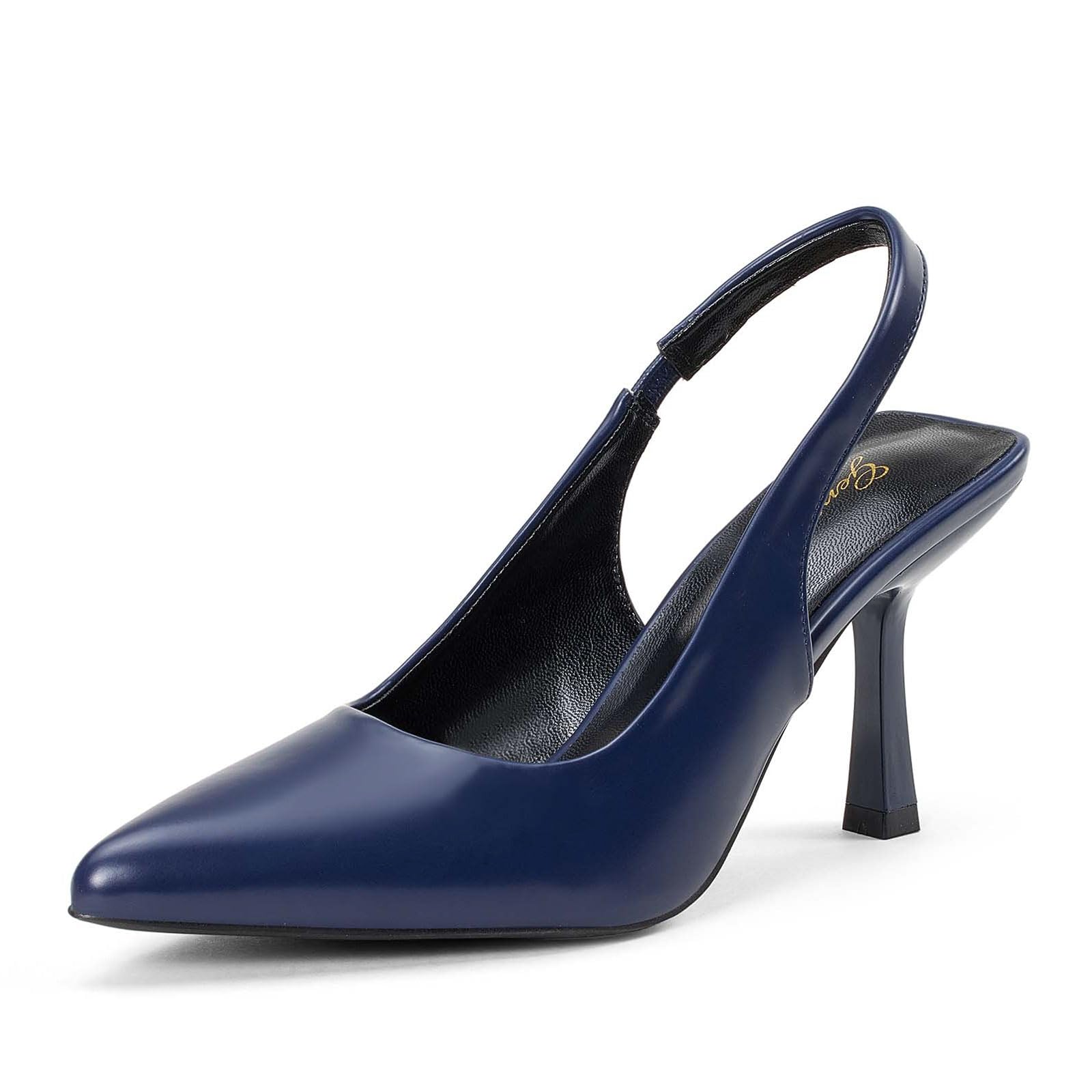 GENSHUO Women's Slingback Kitten Heel Pointed Closed Toe Stiletto Pumps Slip on Elastic Strap Wedding Party Dress Sandals Shoes