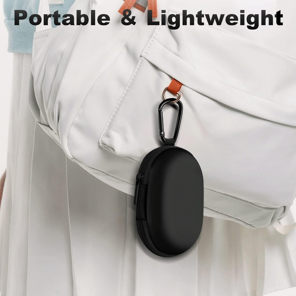2Pack Oval Earbud Case Portable EVA Carrying Case Storage Bag Cell Phone Accessories Organizer with Carabiner for Earphone, Earbud, Earpieces, SD Memory Card, Camera Chips, Black/Purple