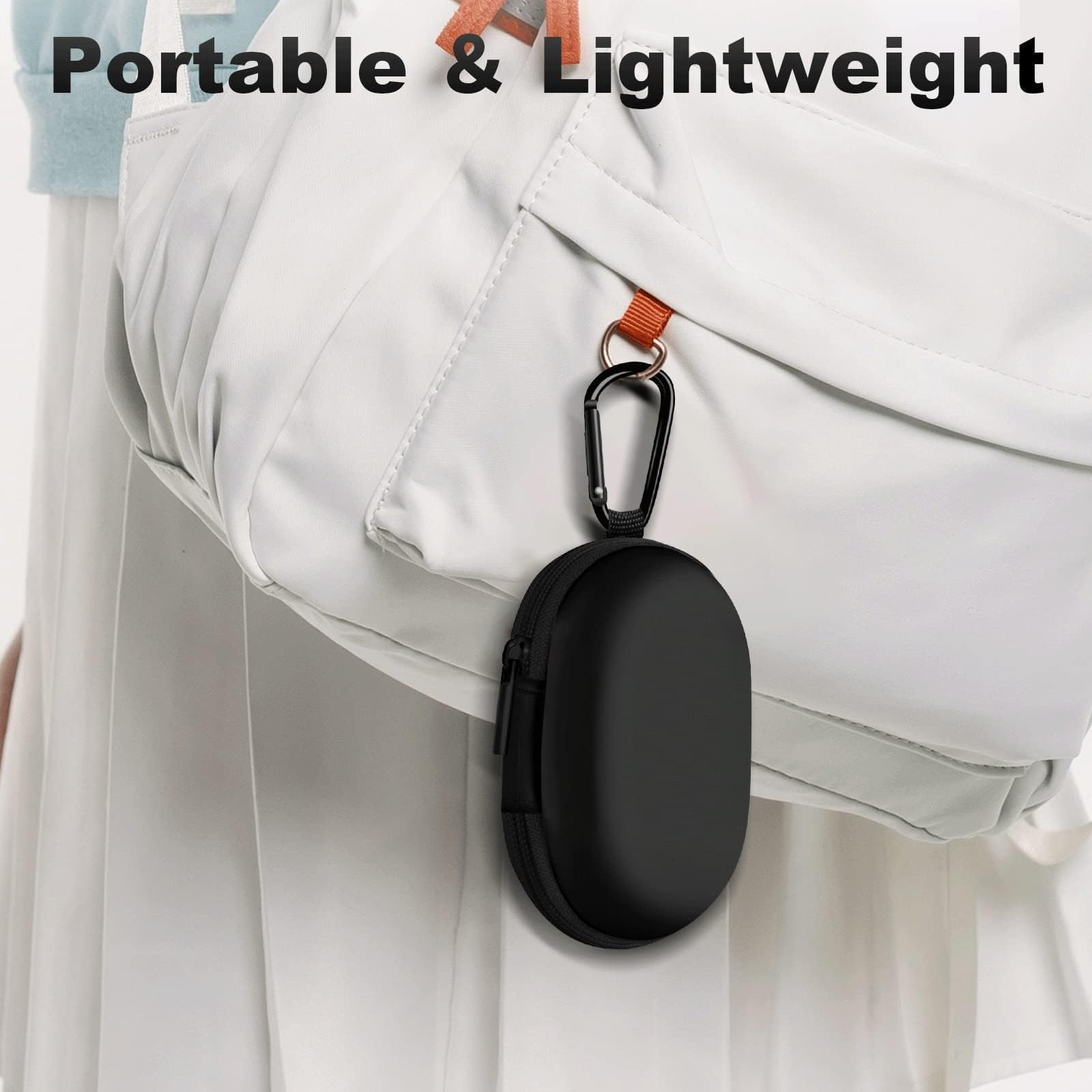 2Pack Oval Earbud Case Portable EVA Carrying Case Storage Bag Cell Phone Accessories Organizer with Carabiner for Earphone, Earbud, Earpieces, SD Memory Card, Camera Chips, Black/Purple