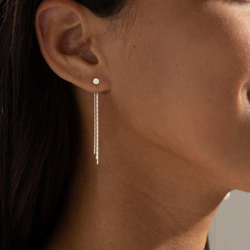 Gold Earrings for Women, 14K Gold Plated Tassel Dangle Earrings for Women Trendy Hypoallergenic Long Chain Earring Dainty Pearl Drop Earrings Elegant Wedding Earring Fashion Jewelry for Womens