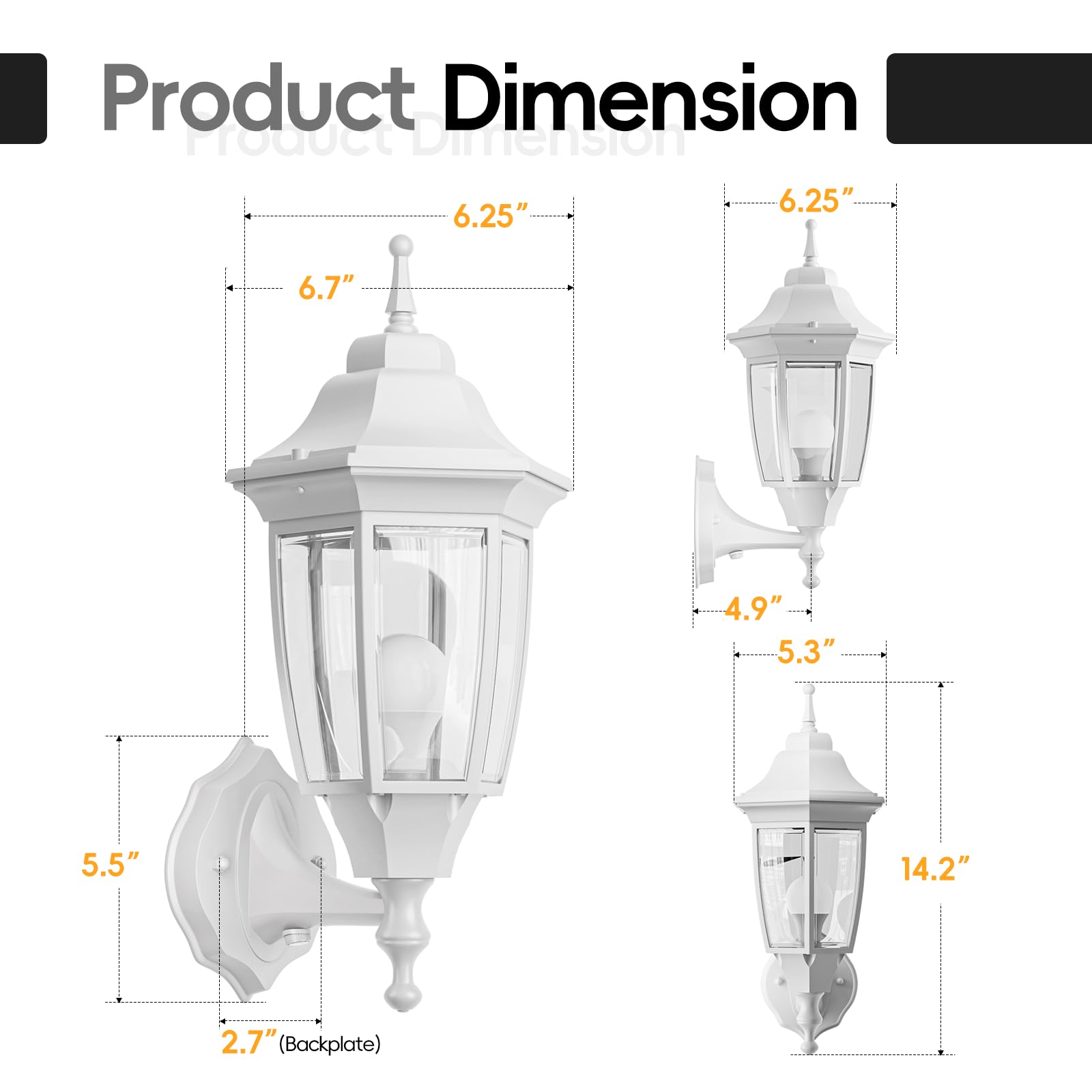 EMART Dusk to Dawn Plastic Outdoor Wall Light Fixtures with Bulbs, Waterproof and Anti-Corrosion Porch Sconces, Exterior Lanterns Wall Mount Lamp for Outside, Garage, Front Door, Patio, 1 Pack, Black