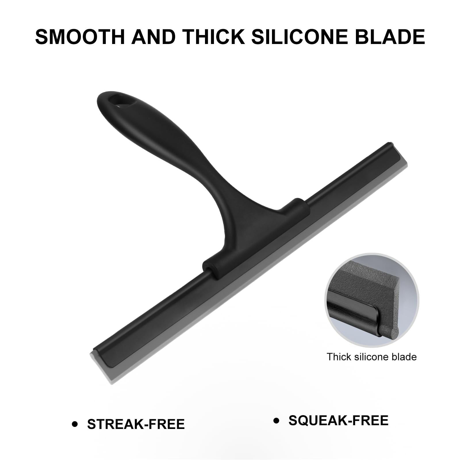 SetSail Squeegee for Shower Glass Door Stainless Steel Shower Squeegee for Glass Doors All-Purpose Window Squeegee for Tile Shower Walls, Sink, Mirror, Bathroom, Car Window Cleaning 10 Inches, Balck