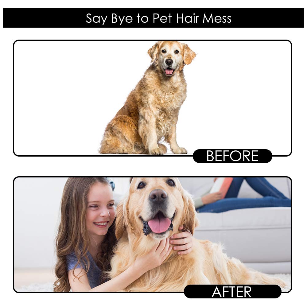 Upgrade Efficient Pet Hair Remover Gloves - Gentle Shedding Brushes for Dogs, Cats & Horses with Long and Short Hair - 1 Pair (Blue)