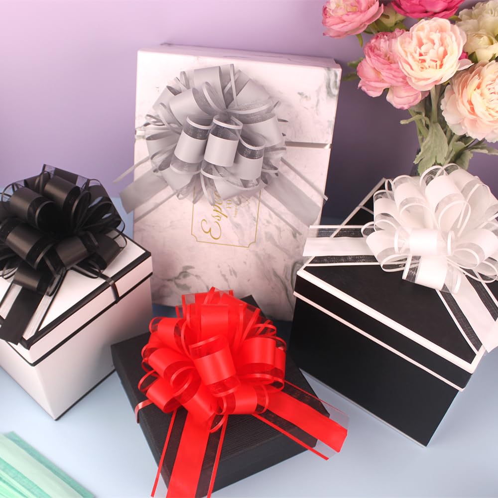 6 PCS Large Pull Bows,Bow for Gift Wrapping,6 inches,Christmas Party Birthday Gift Wedding Ribbon Bows for Wrapping Boxes or Flower Decorations, Valentine's Day Gift Decorations