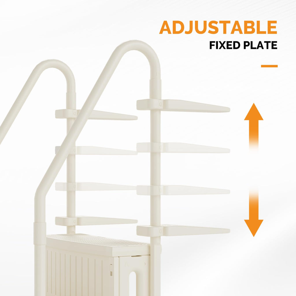 VINGLI Pool Ladder Heavy-Duty Safety Step for Above Ground Pools Stair Entry System with Handrails, Beige and Grey (Beige &Gray, 4 Steps)