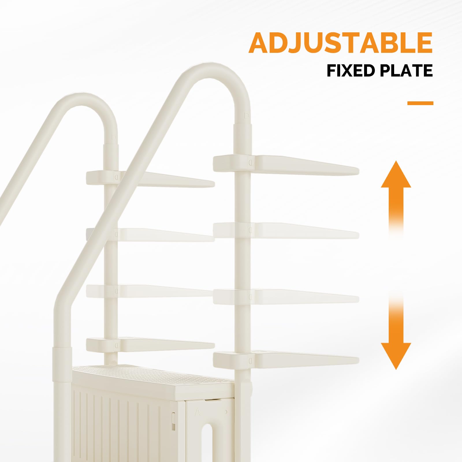 VINGLI Pool Ladder Heavy-Duty Safety Step for Above Ground Pools Stair Entry System with Handrails, Beige and Grey (Beige &Gray, 4 Steps)