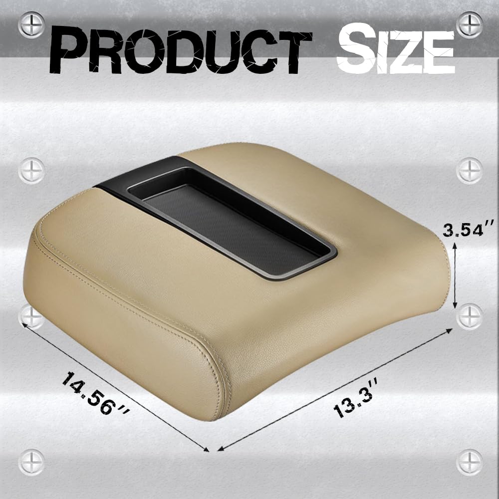 Upgrade Silverado/Sierra Center Console Armrest lid Cover Compatible with 2007-2013 Silverado Tahoe Suburba Avalanche Sierra Yukon XL Arm rest Center Console Cover Lid, Replac OE 19328711, Beige