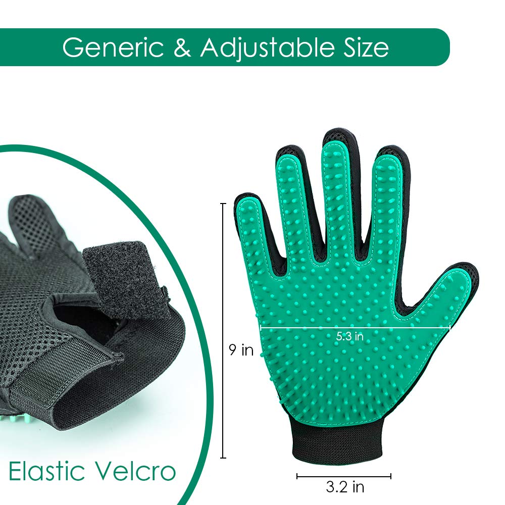 Upgrade Efficient Pet Hair Remover Gloves - Gentle Shedding Brushes for Dogs, Cats & Horses with Long and Short Hair - 1 Pair (Blue)