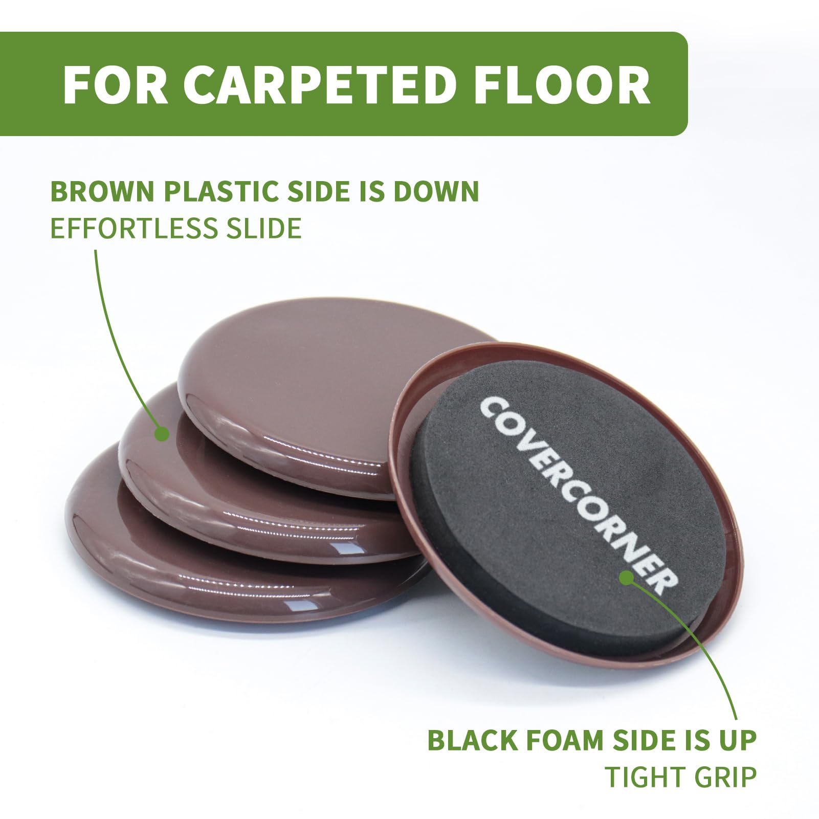 Furniture Sliders for Carpet 4 PCS - 9 1/2 inch Furniture Moving Slider Chair Legs Floors Protectors– Move Your Furniture Easy & Safely (for Carpet)