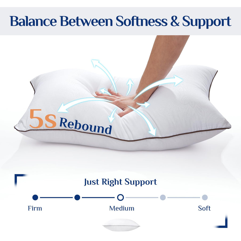 JOLLYVOGUE Standard Pillows Set for Sleeping, Cooling and Supportive Pillows Full Size for Side and Back Sleepers, Down Alternative Hotel Collection Sleeping Pillow