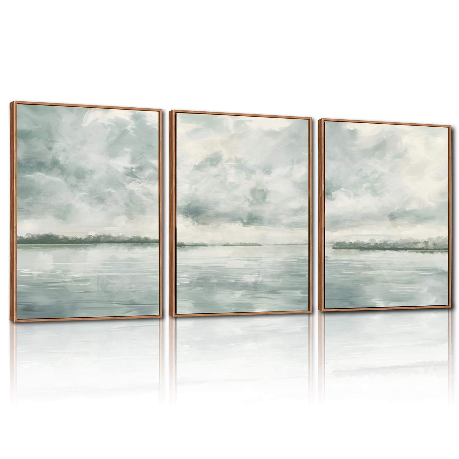 CHDITB Abstract Modern Framed Canvas Wall Art Set, Contemporary Artwork for Home Decor, Neutral Pastel Illustration Wall Painting, Nordic Minimal Zen Art Prints for Living Room Office-16 x24 x3
