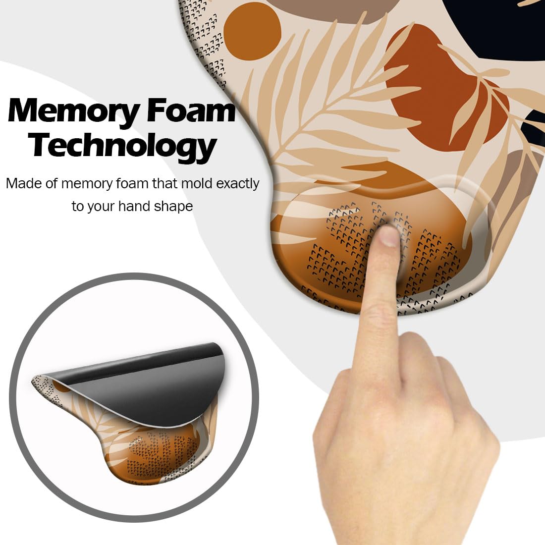 DOOKE Ergonomic Mouse Pad with Wrist Support and Coaster,Mouse Pads with Non-Slip PU Base for Home Office Working Studying Easy Typing & Pain Relief Aesthetic Art