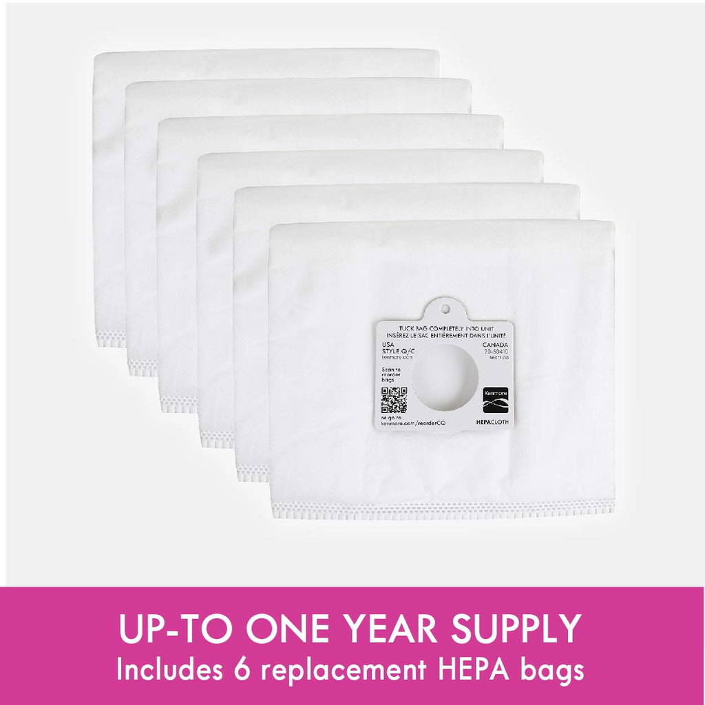 Kenmore 53292 Type Q HEPA Replacement Dust Bags for Canister Vacuum 81214, 81414, 81714, 21814, BC2005, BC3005, BC3006, 81615, BC4039, BC7005, 6 Count (Pack of 1)