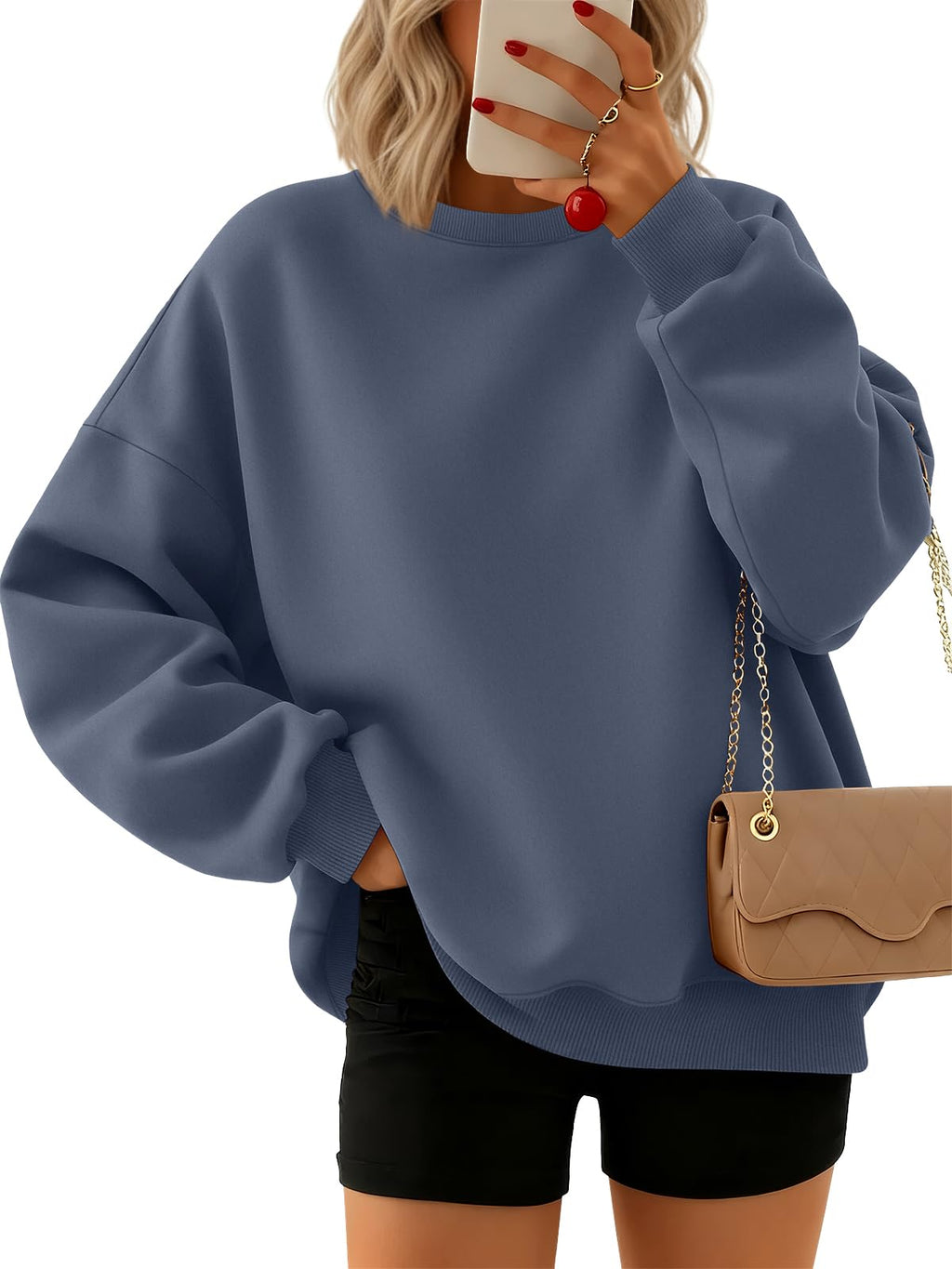 Trendy Queen Sweatshirts for Women Hoodies Oversized Crewneck Tops Sweaters Comfy Fall Winter Outfits Clothes 2026 Fashion