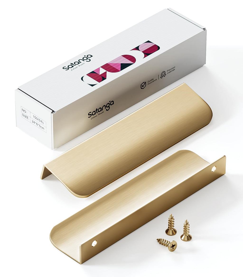 Satanga Edge Finger Pulls for cabinets Kitchen Concealed Drawer Pull Aluminum Hidden Back Mount Door Handle for Home Pack of 5 Modern White 3 Inch Overall Length Easy Installation