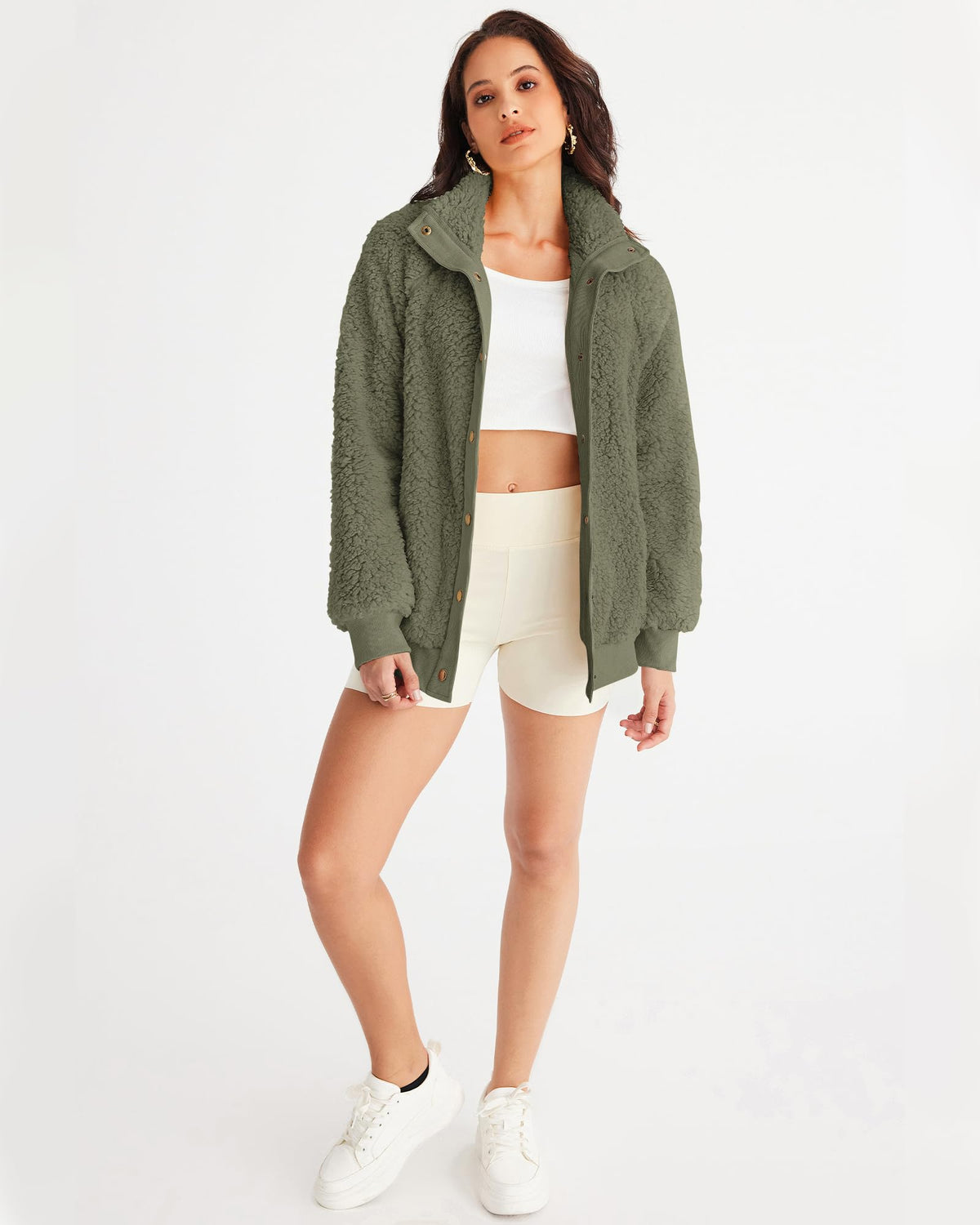 MEROKEETY Womens Sherpa Fleece Jacket 2026 Fall Casual Fuzzy Winter Coats