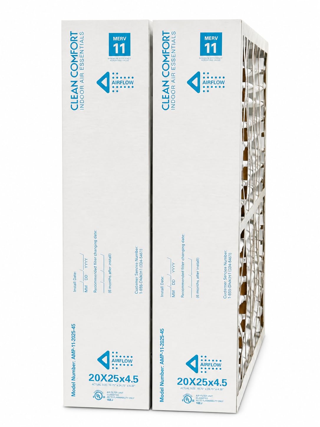 Clean Comfort AMP-11-2025-45 (2-Pack) - 20" x 25" x 4.5" Media Air Filter, MERV 11