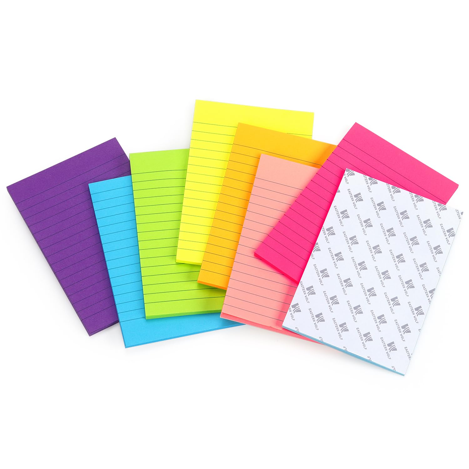 6 Pads Lined Sticky Notes 3x3 Sticky Notes with Lines Self-Stick Note Pads 6 Bright Multi Colors,100 Sheet/Pad