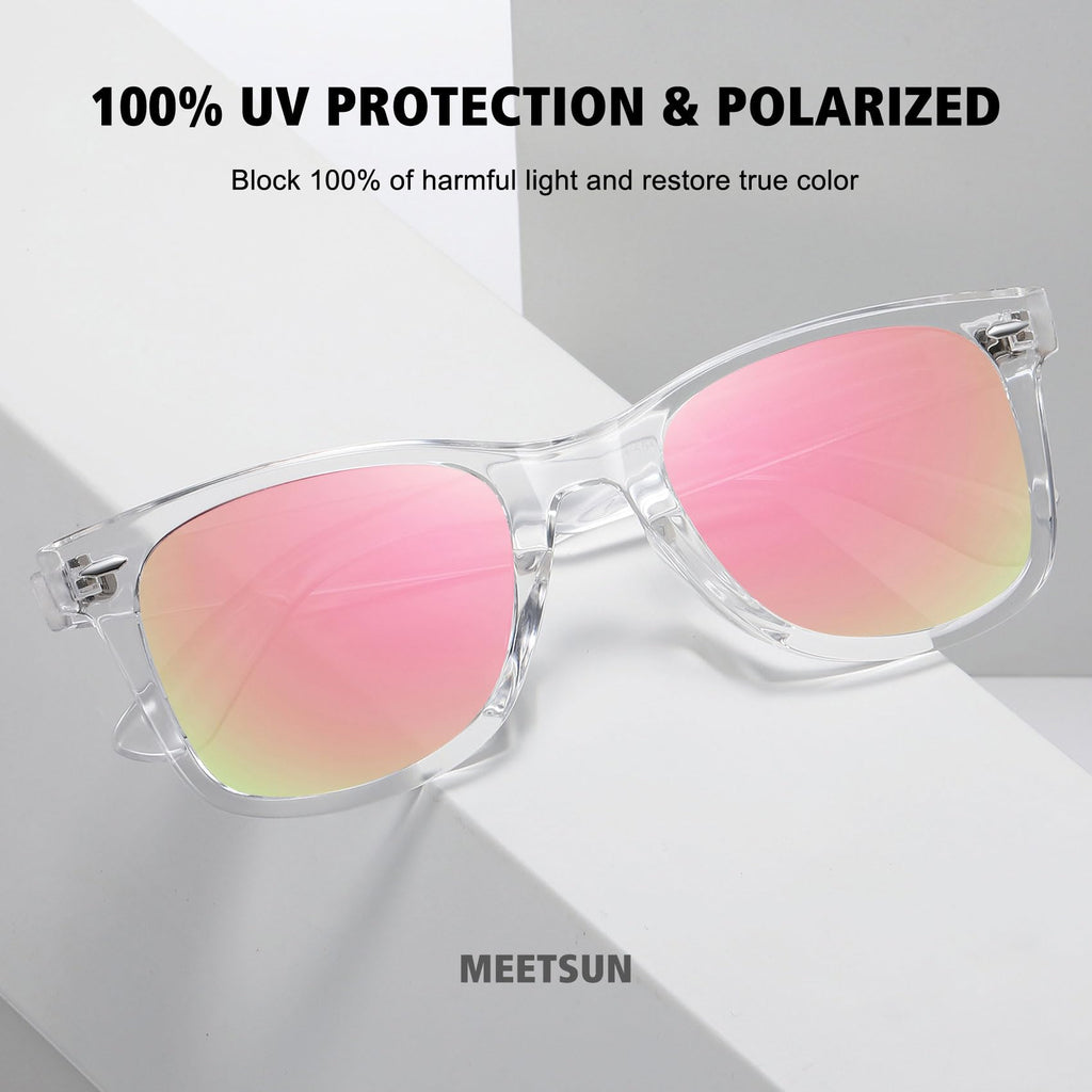MEETSUN Retro Polarized Sunglasses for Women Men Classic Mirror Lens Driving Trendy Sun Glasses UV Protection (3 Pack)