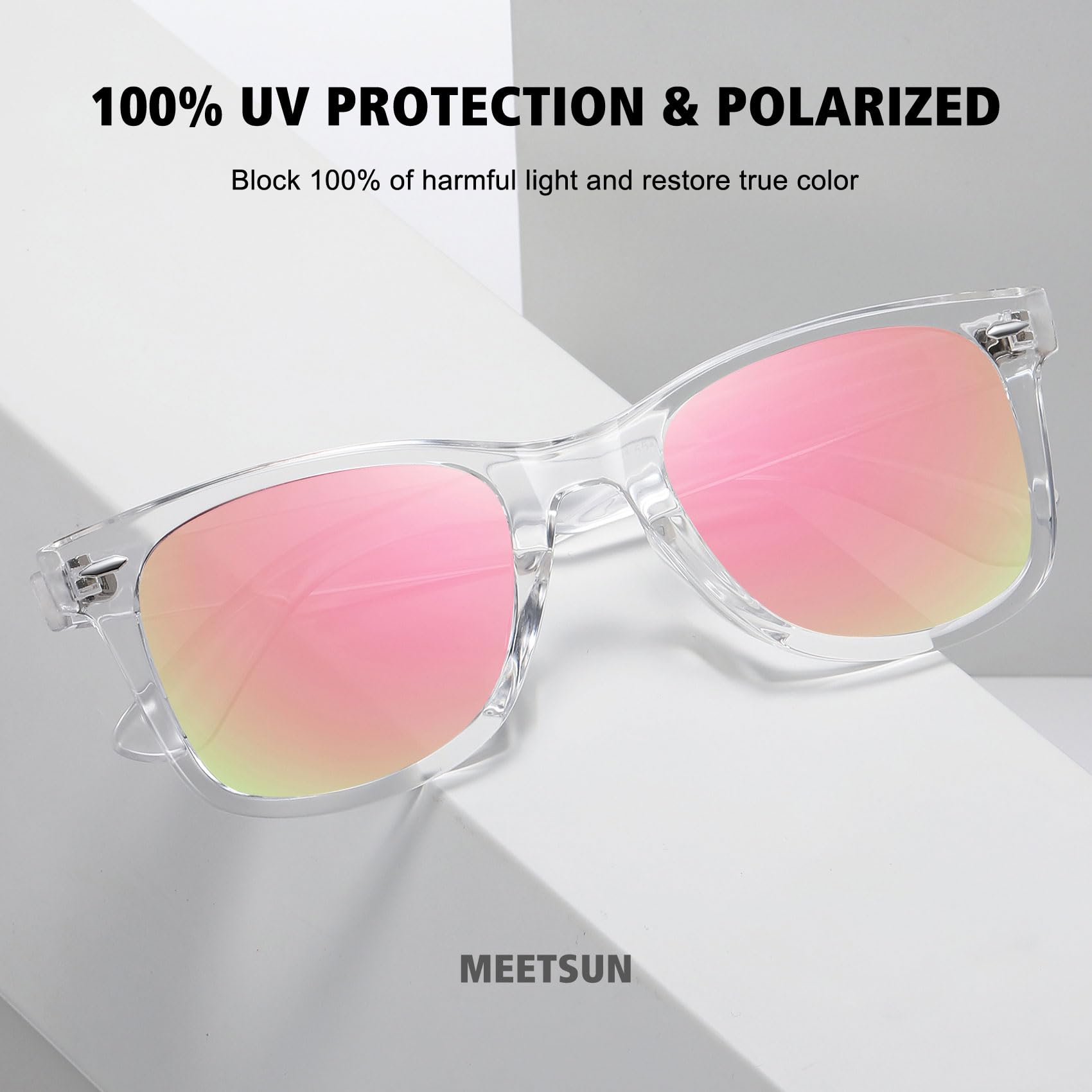 MEETSUN Retro Polarized Sunglasses for Women Men Classic Mirror Lens Driving Trendy Sun Glasses UV Protection (3 Pack)