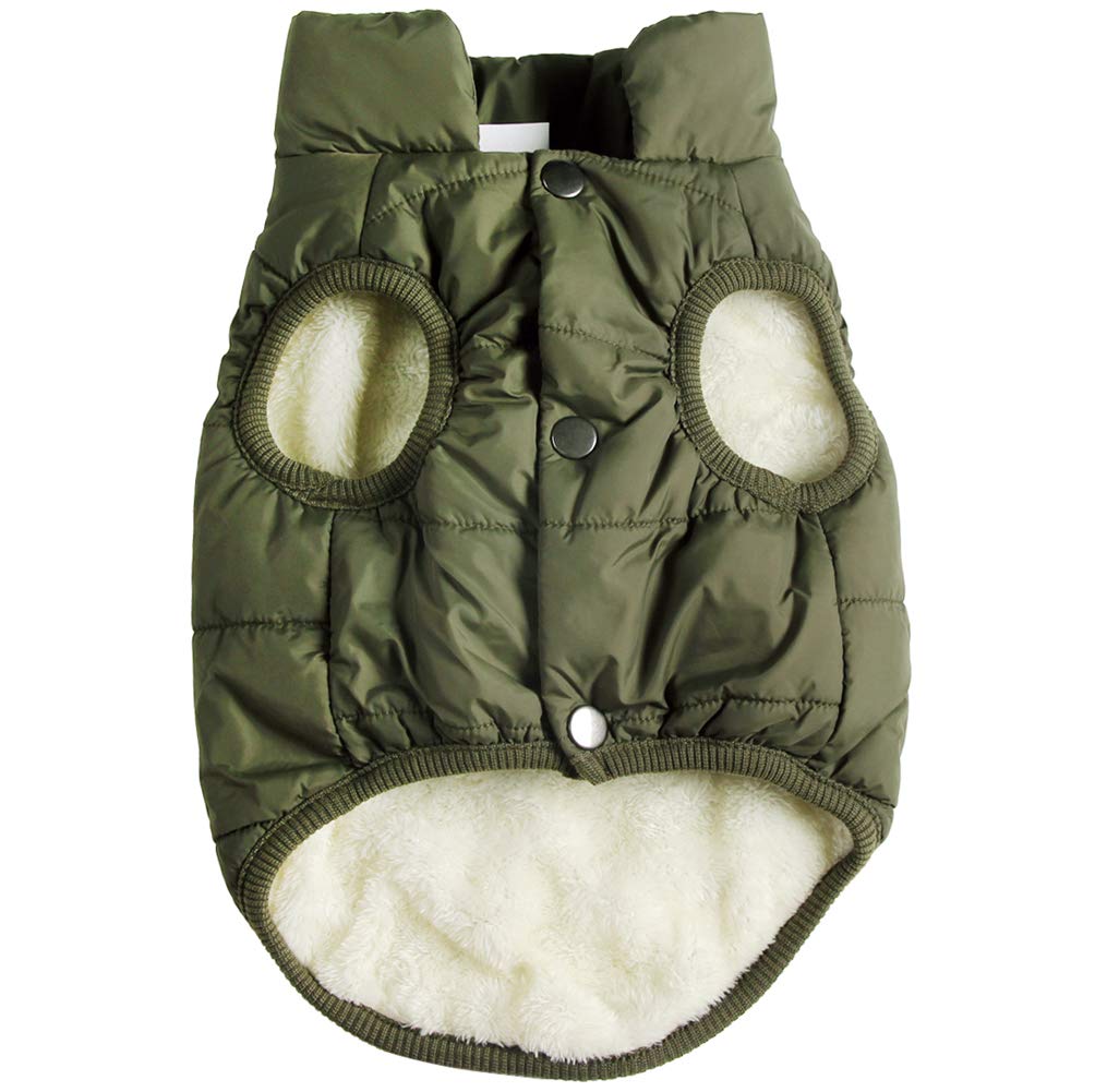 JoyDaog Dog Jacket with Harness,Fleece Lined Warm Puppy Coat for Winter,Soft Windproof Small Dog Vest,Green XS