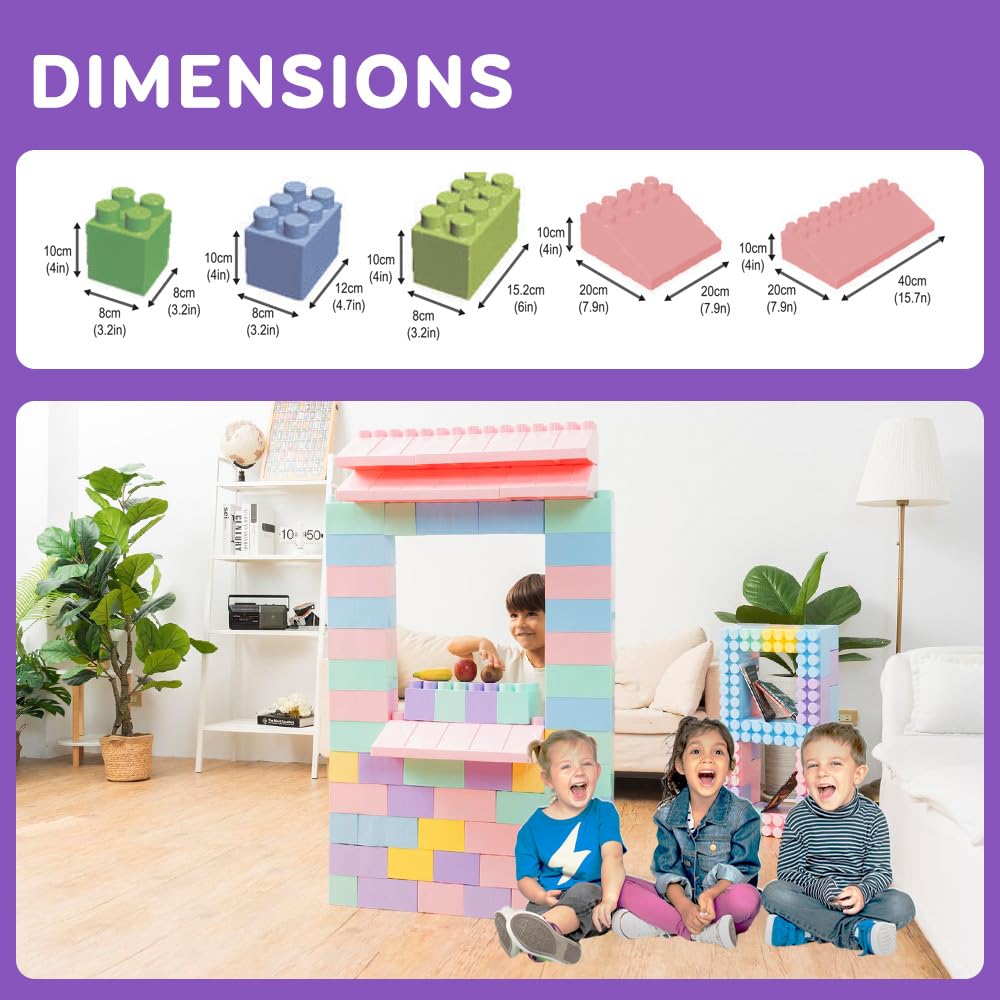 PLATPORTS 48-Piece Jumbo Big Building Blocks – Giant XL Large Plastic Blocks for Kids Ages 2–8, Indoor & Outdoor Construction Play Set