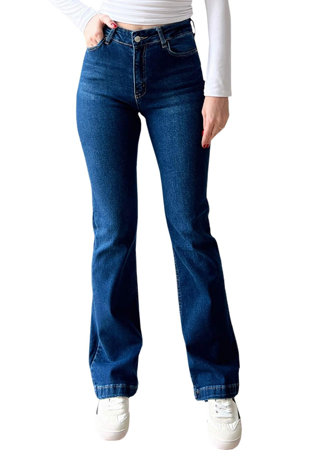 CutieLove Women's Ripped Jeans Bell Bottom Flare Jeans Mid Rise Destroyed Hem Denim Pants