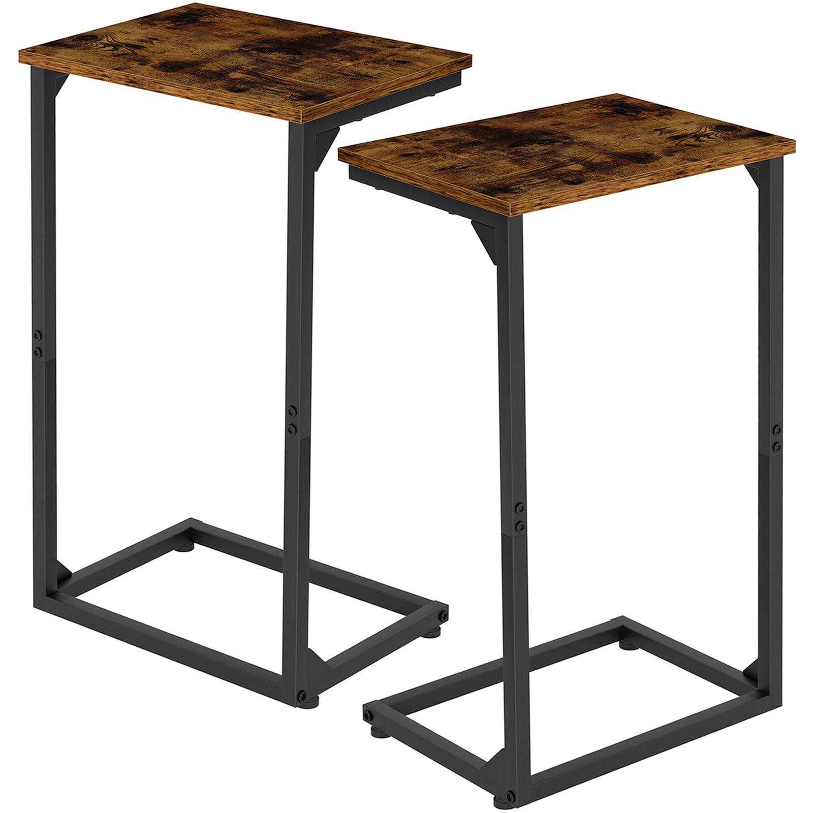 AMHANCIBLE C Shaped End Tables Set of 2, Couch Side Tables that Slide Under Sofa, Slim TV Trays for Living Room and Bedroom, Narrow Space Saving Laptop Workstation, Black, HET02BBK