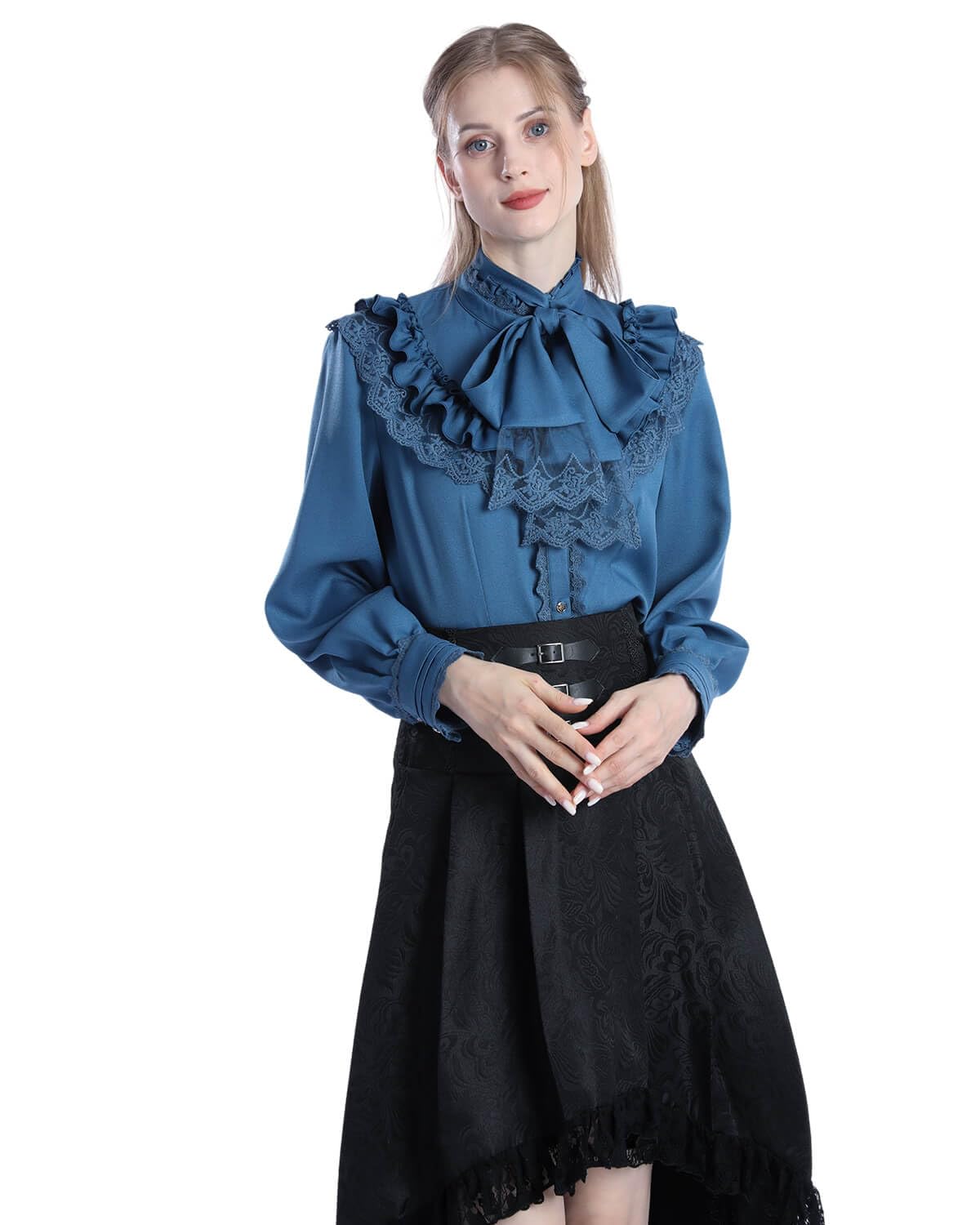 Nuoqi Victorian Blouse Womens Gothic Shirt Vintage Long Sleeve Lotus Ruffle Tops