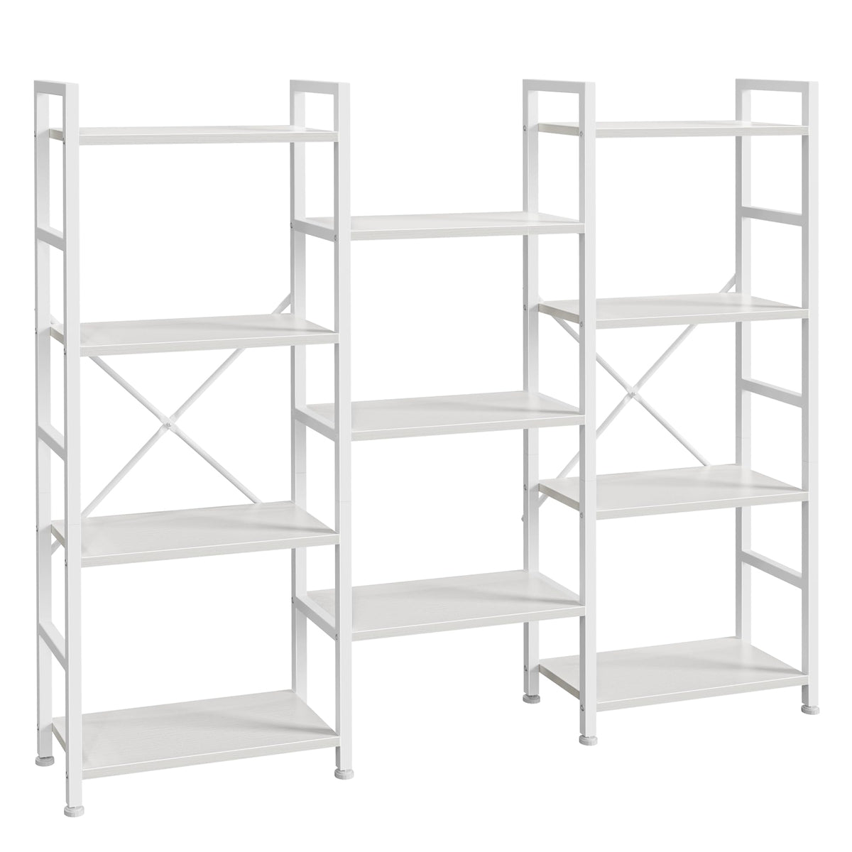 SUPERJARE Triple Bookshelf, Bookcase with 11 Open Display Shelves, Wide Book Shelf Book Case for Home & Office, 4 Tier, Black