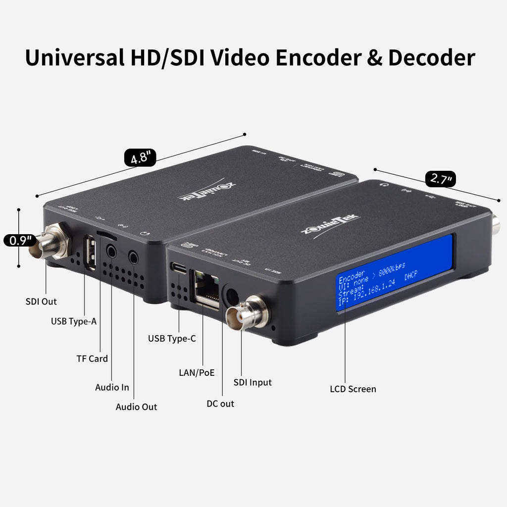 4K HDMI Video Encoder/Decoder, ZowieBox, Native NDI HX3 (Certified) Converter/Player, UVC to HDMI, Pass-Through Video Capture, SRT/RTMP(S)/RTSP, Live Streaming to YouTube