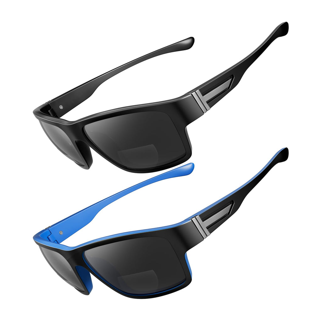 SKYOAK 3 PACK Evolved Unbreakable Bifocal Reading Sunglasses Men TR90 Frame Wrap Around Design Glasses UV 400 Protection Outdoor Sun Reader Sports/Driving (Black & Blue & Tortoise +1.50)