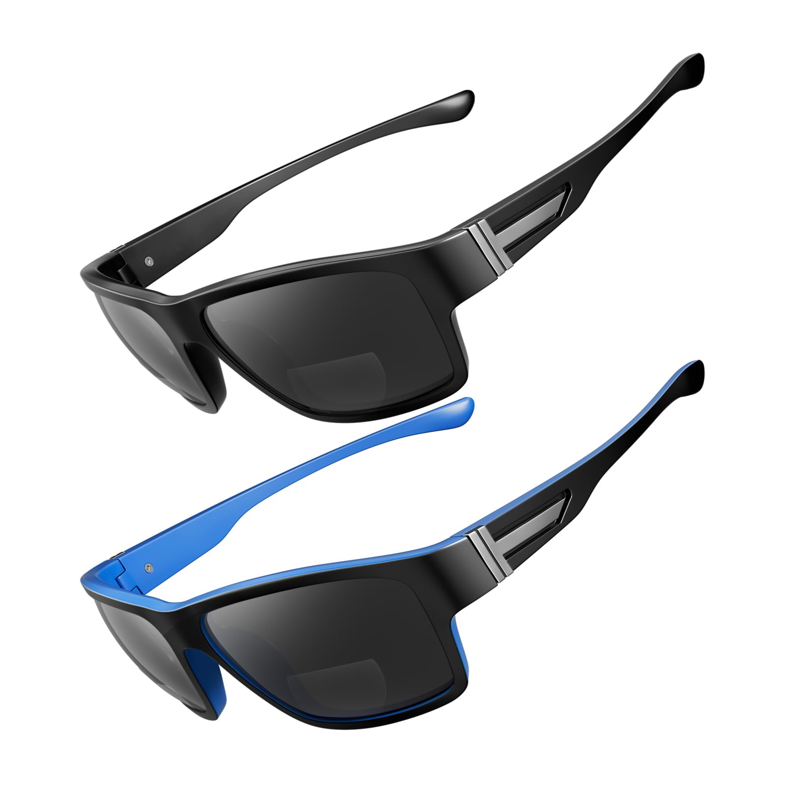 SKYOAK 3 PACK Evolved Unbreakable Bifocal Reading Sunglasses Men TR90 Frame Wrap Around Design Glasses UV 400 Protection Outdoor Sun Reader Sports/Driving (Black & Blue & Tortoise +1.50)