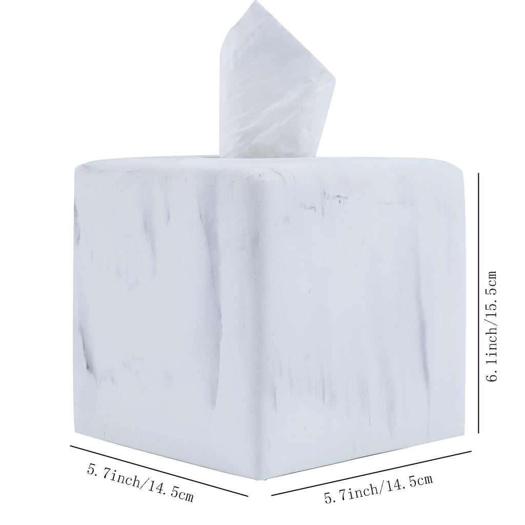 Hymmah Square Tissue Box Cover Holder with Tray,Unique Cube Design Tissue Dispenser Cover Decor for Vanity Counter Tops Also Great for Bedroom and Living Room