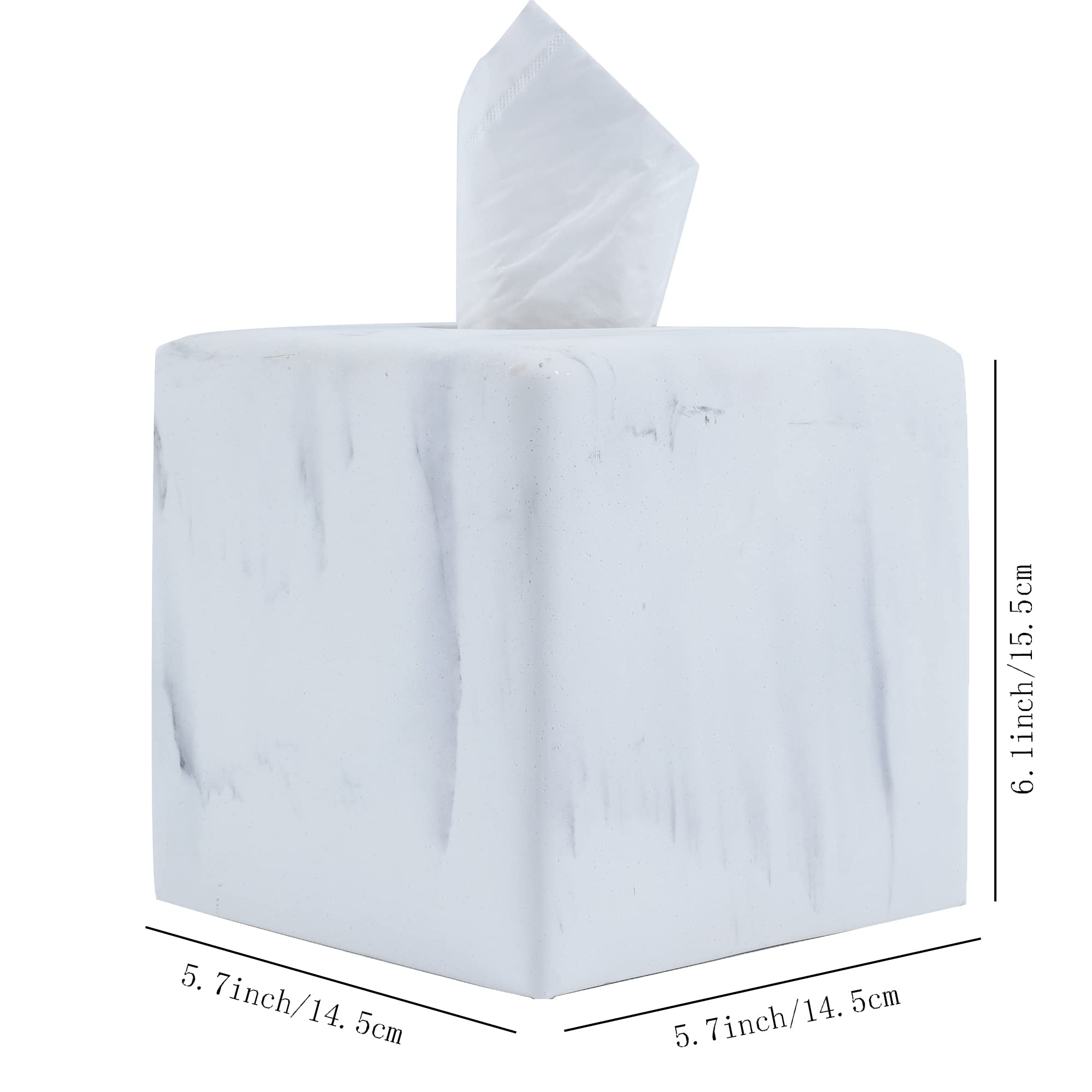 Hymmah Square Tissue Box Cover Holder with Tray,Unique Cube Design Tissue Dispenser Cover Decor for Vanity Counter Tops Also Great for Bedroom and Living Room