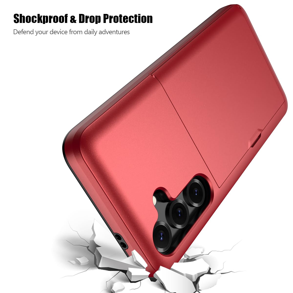 Nvollnoe for Samsung Galaxy S25 Case with Card Holder Dual Layer Heavy Duty Protective Case Hidden Card Slot Slim Wallet Cover for Samsung S25 6.2''(Black)