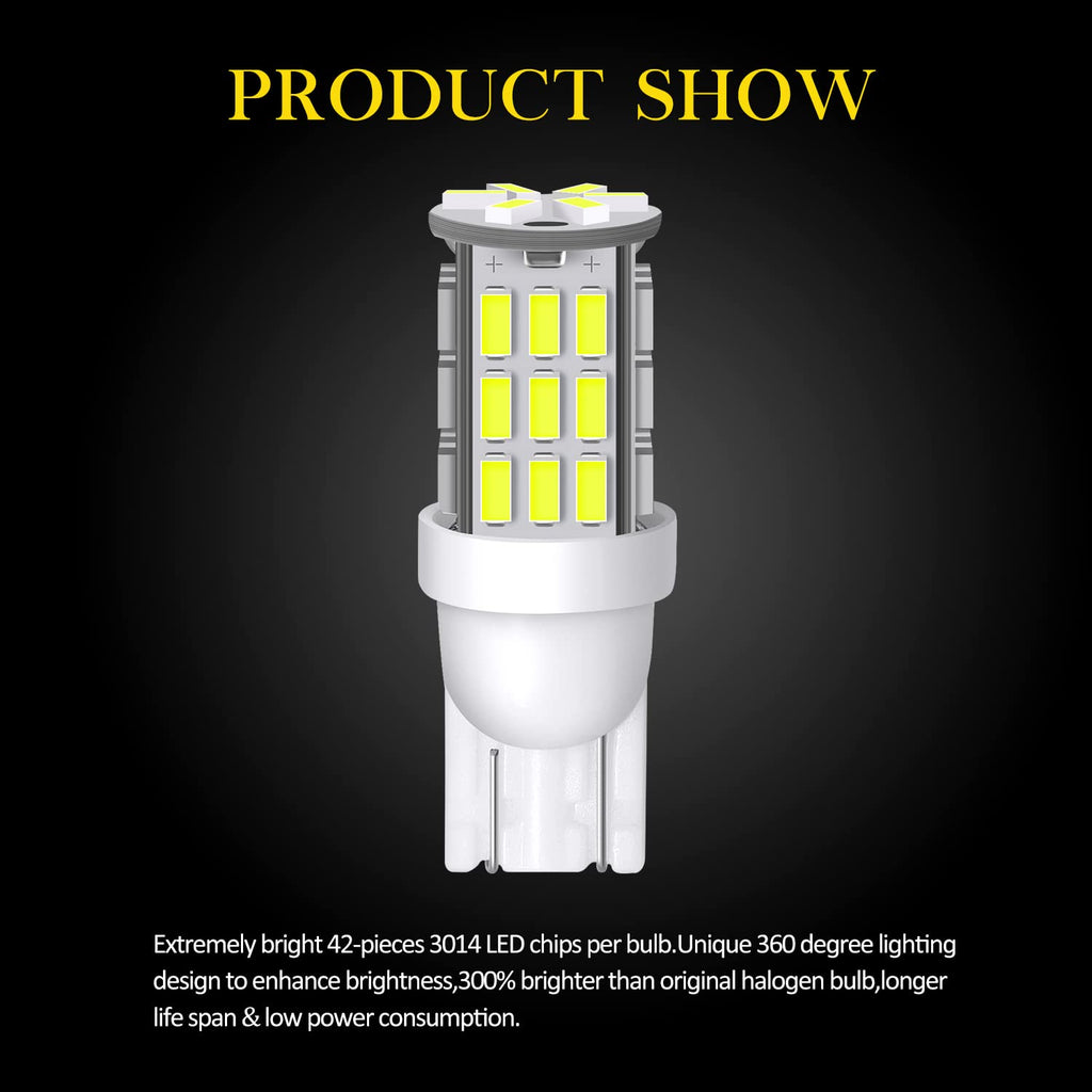 T10 921 194 168 LED Bulbs Cool White 20-Packs, Super Bright 3014 42-SMD LED Replacement 12 Volt RV Camper Trailer Boat Trunk Interior Dome Map License Lights, Backup Reverse Lights
