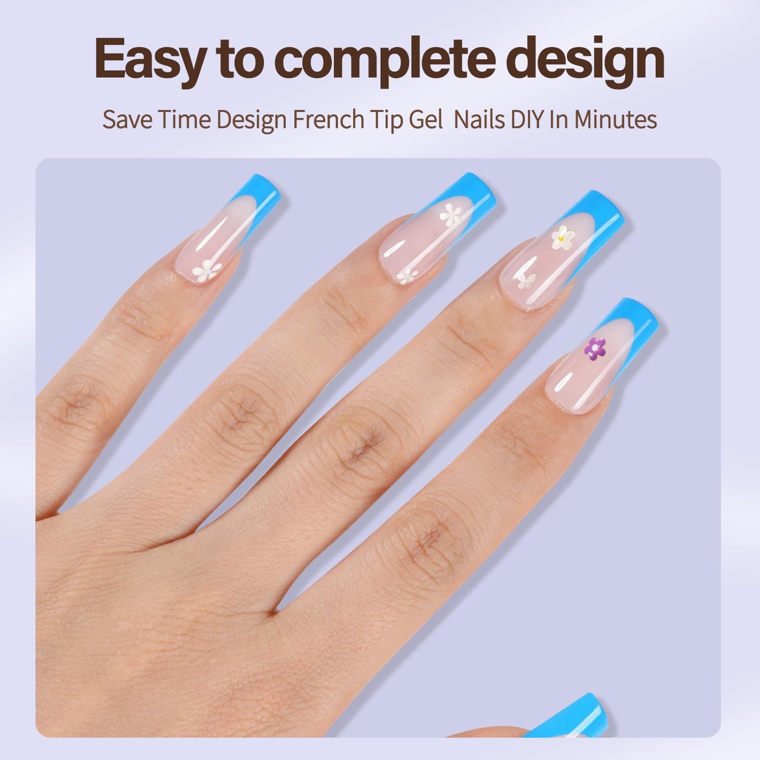 Misssix XBASICTIPS French Tip Press On Nails, 300Pcs French Gel Nail Tips Long Square, Soft Gel Pre-shaped No Need to File 3 in 1 Tips, Fake Nails for Nail Art DIY Extension Designs 15 Sizes
