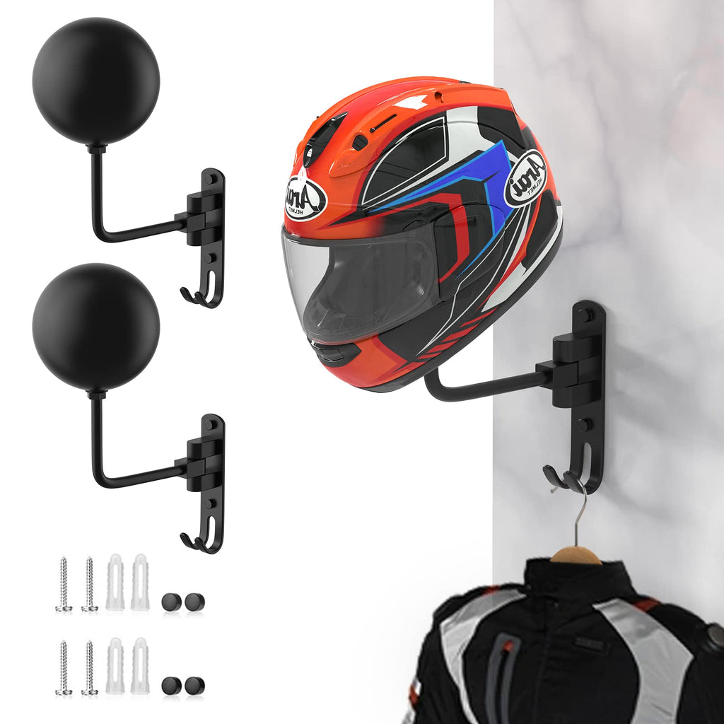 Helmet Hanger Wall Mount 180° Swivel Helmet Holder for Motorcycle Bike Racing Outerwear Sports Gear