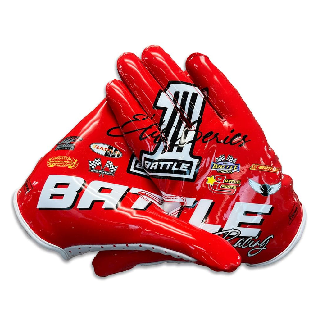 Battle Doom Speed Football Receiver Gloves – Ultra Stick Grip, Compression Fit (Runs Tight – Size Up If Between Sizes), Youth & Adult Football Gloves