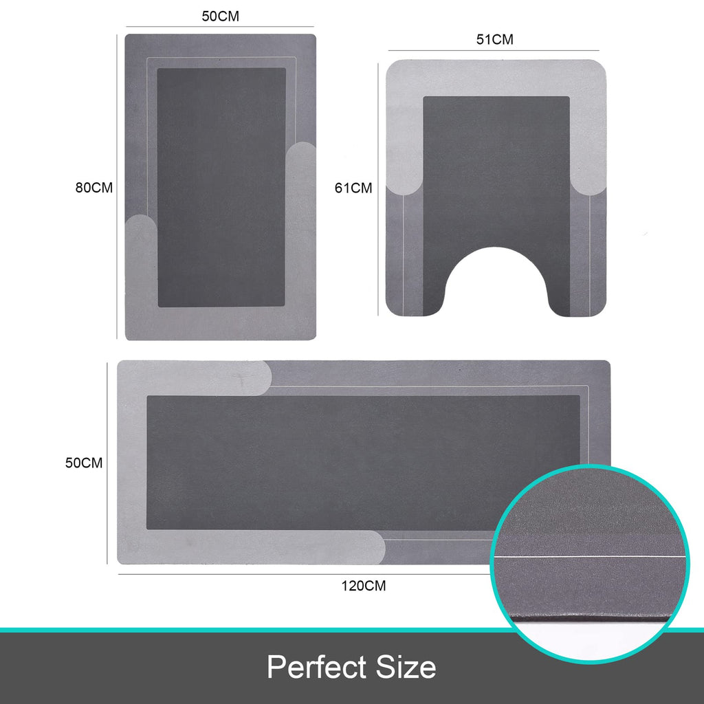 HelloTree 2Pcs Ultra Soft Napa Skin Bath Mat and U-Shaped Toilet Rug, Water Absorbent and Non Slip Shower Bath Rug for Bathroom, Tub and Shower - 20"x32"+20"x24", Blue