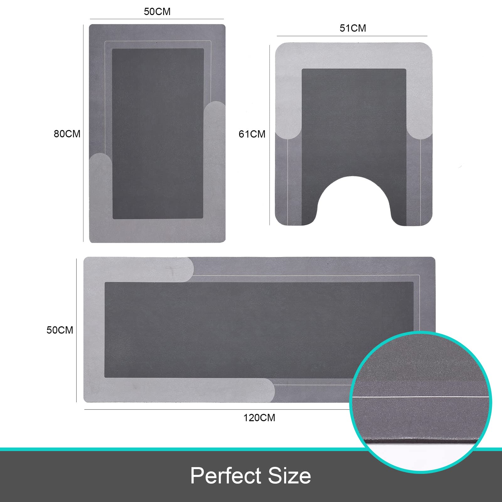 HelloTree 2Pcs Ultra Soft Napa Skin Bath Mat and U-Shaped Toilet Rug, Water Absorbent and Non Slip Shower Bath Rug for Bathroom, Tub and Shower - 20"x32"+20"x24", Blue