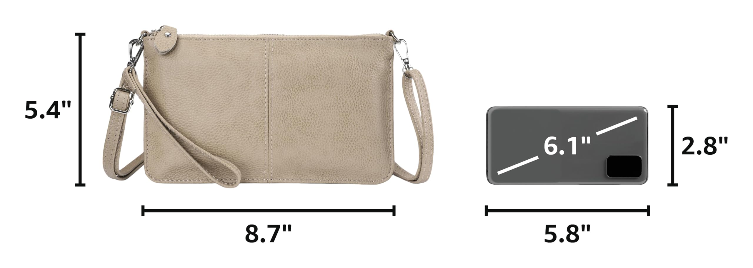 befen Genuine Leather Wristlet Clutch Wallet Purses Small Crossbody Bags for Women with RFID Blocking Card Slots