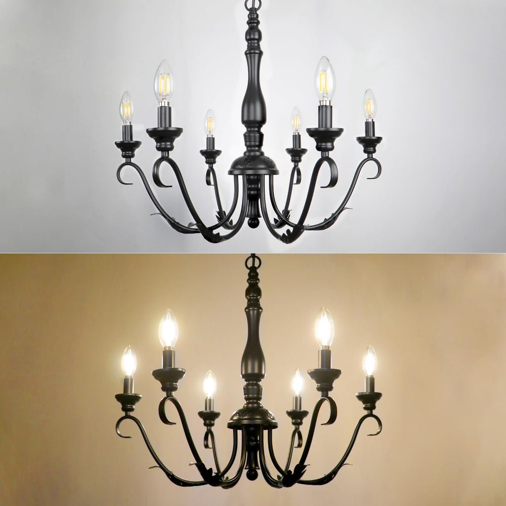 6-Light Farmhouse Chandeliers for Dining Room, 23.62'' Vintage Brass Gold Chandelier, Adjustable Rustic Metal Hanging Pendant Light Fixture for Kitchen Island Entryway Foyer Bedroom Hallway