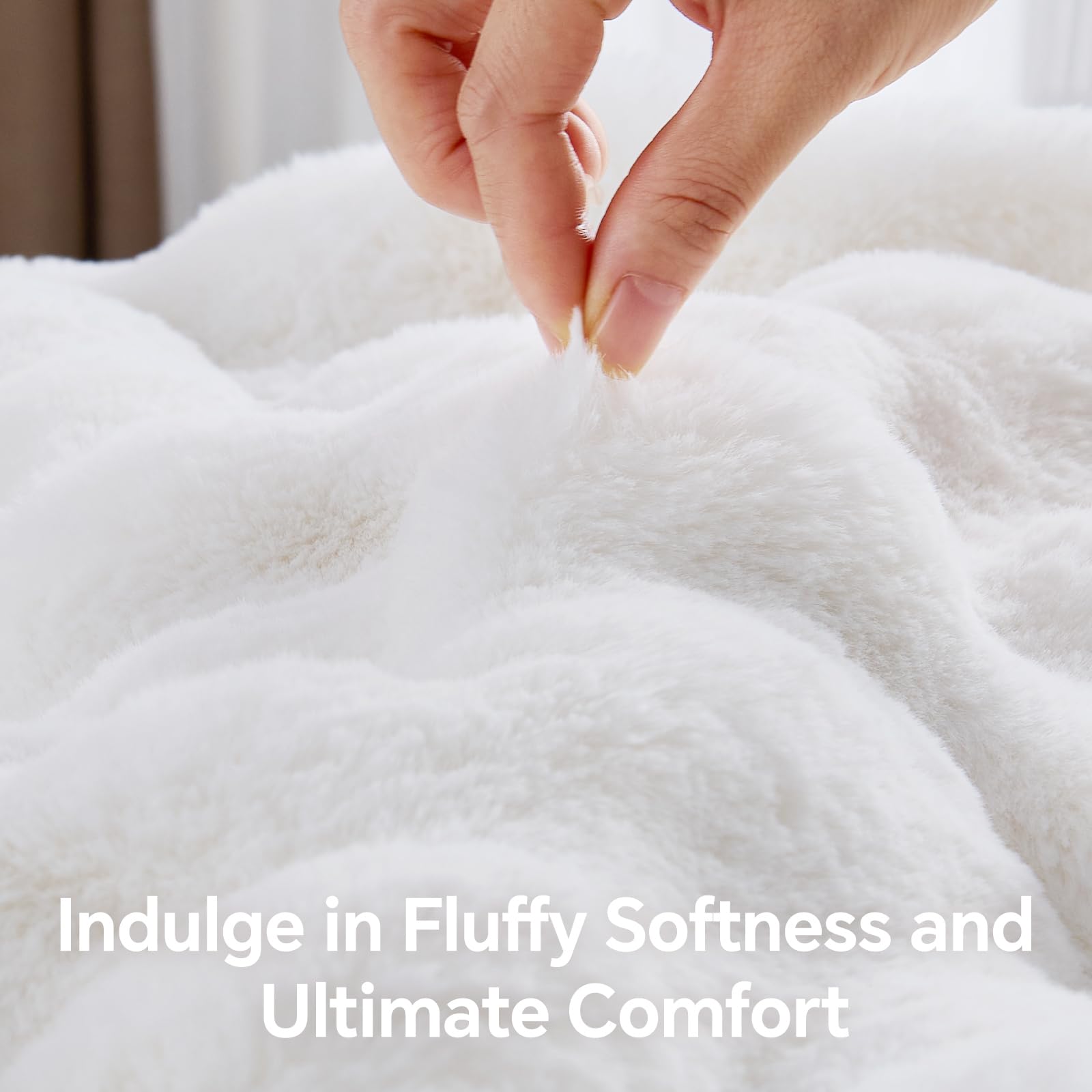 BEDELITE Faux Fur Throw Blanket, Soft Cozy Plush Dark Grey Bubble Blanket for Couch Sofa Bedroom Living Room Decor - 870GSM Thick Warm Fuzzy Fluffy Faux Rabbit Fur Blanket, 50x60 Inches