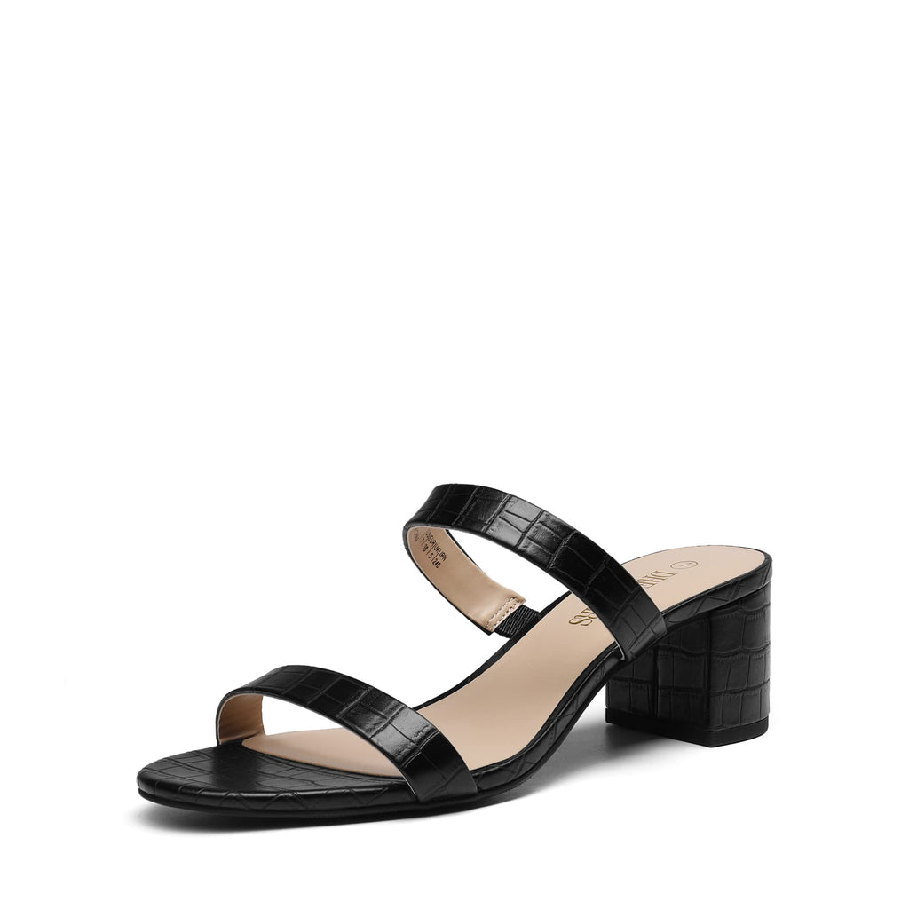 DREAM PAIRS Women's Two Strap Open Toe Low Block Chunky Heels Sandals Dress Pumps Casual Summer Mules Shoes